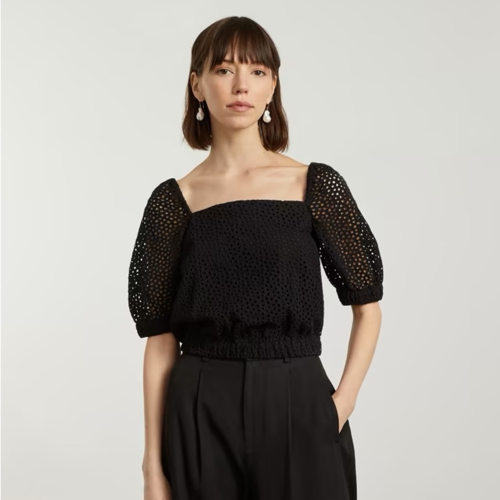 Everlane The Eyelet Puff Sleeve Top